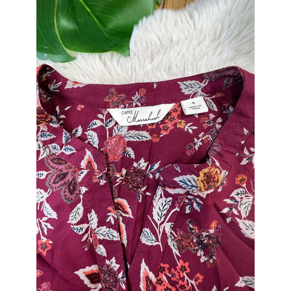 caffe marrakech notched printed blouse size small - Picture 4 of 8